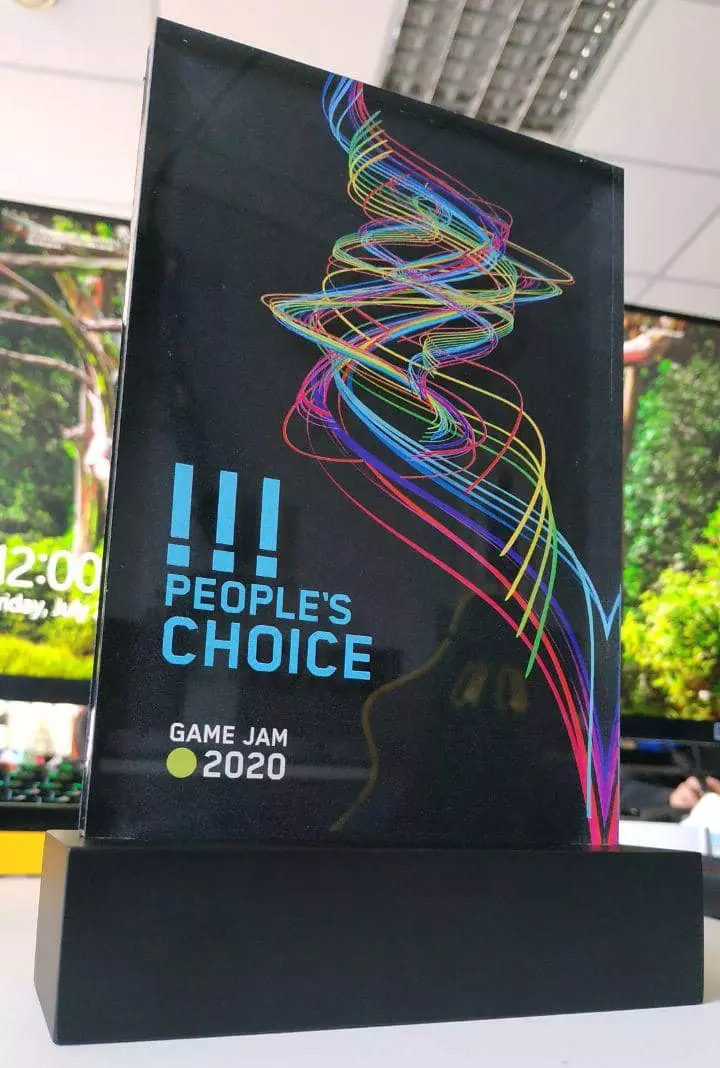 Image of Price for Ubisoft GameJam. 
              It says People's choice on it.